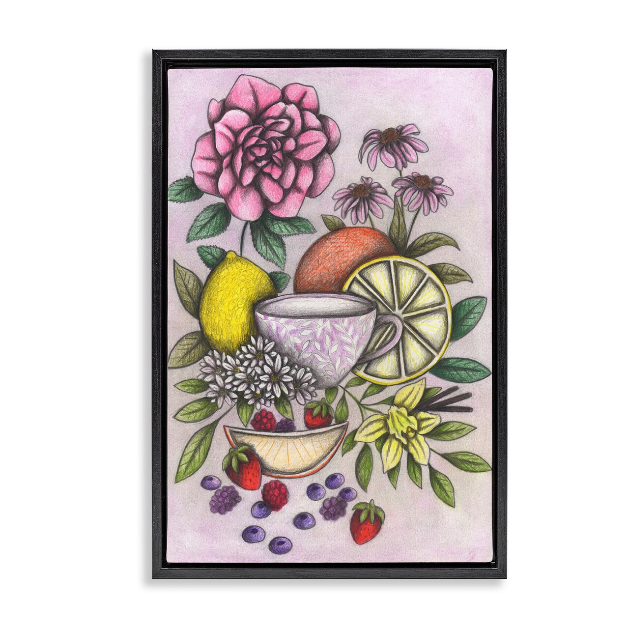 Stupell Industries Rococo Tea with Fruits Floating Frame, design by Cecilia Battaini